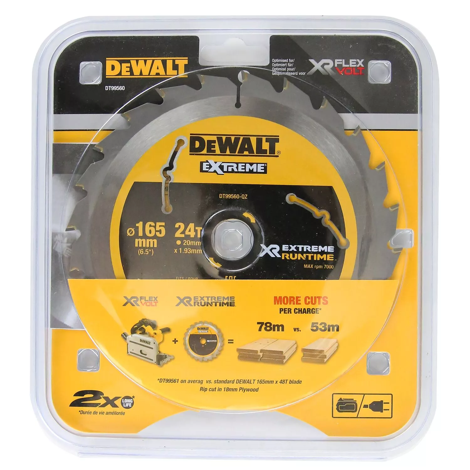 DeWALT DT99560 Cirkelzaagblad - 165 x 20 x 24T - Hout