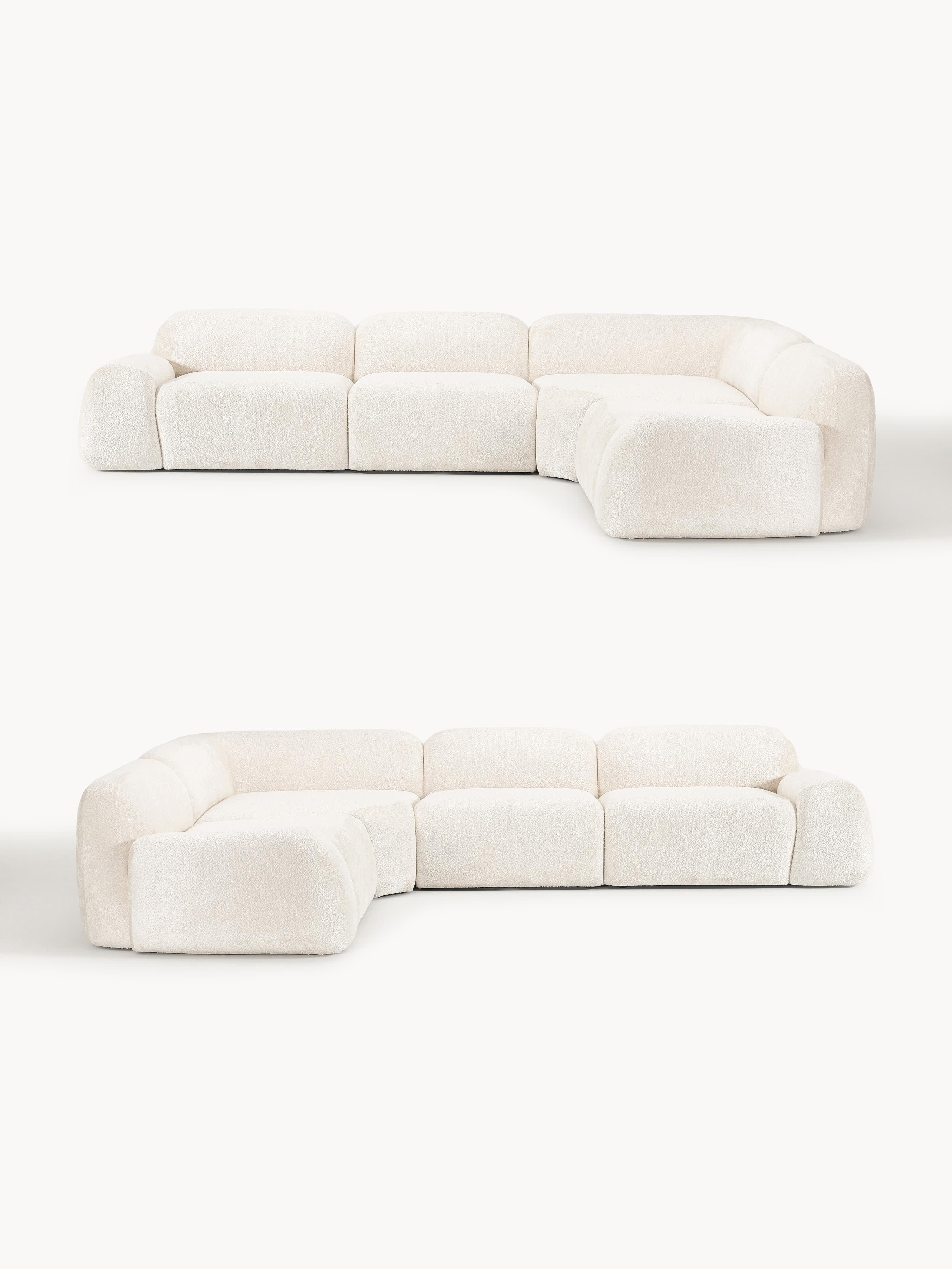 Modulaire hoekbank Wolke (4-zits) van teddy-bouclé