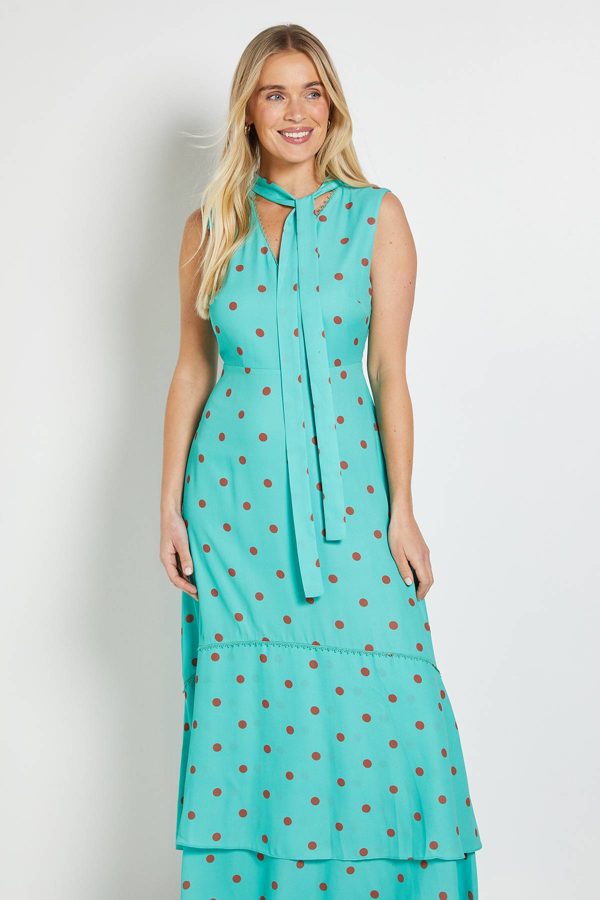 Wallis Robe Maxi À Pois Avec Détail Foulard