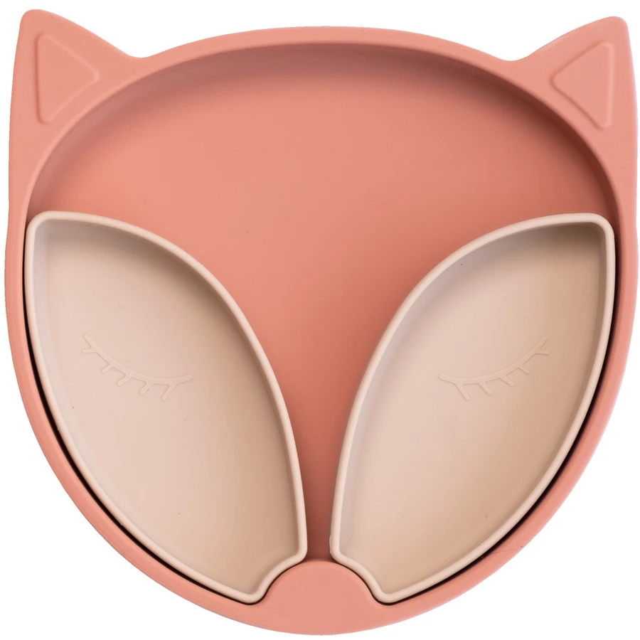 TidyTot Esslern Geschirr Silikonteller mit Saugfunktion Fuchs terracotta