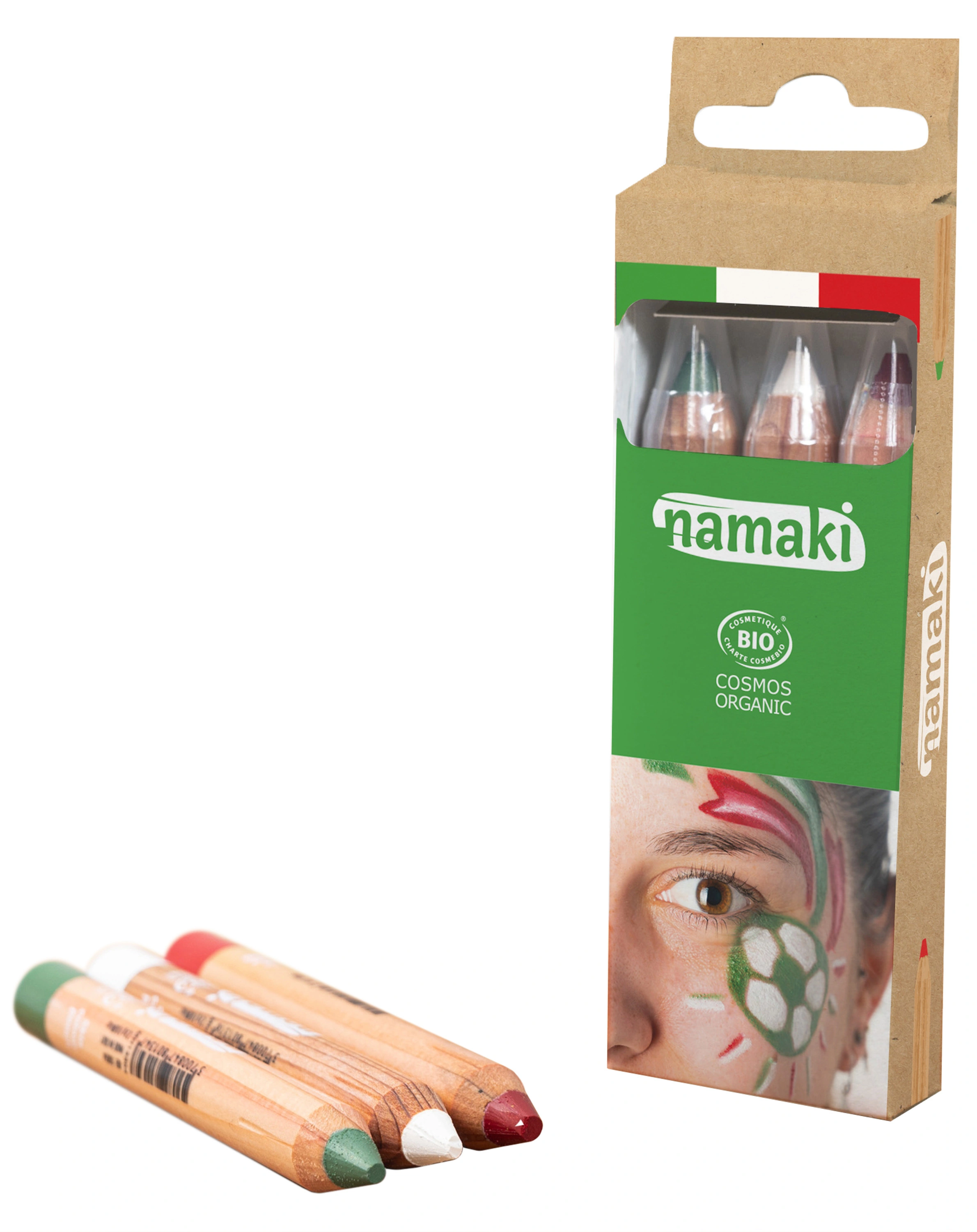Schminkset SUPPORTER KIT - GRÜN/WEIß/ROT 3er-Set