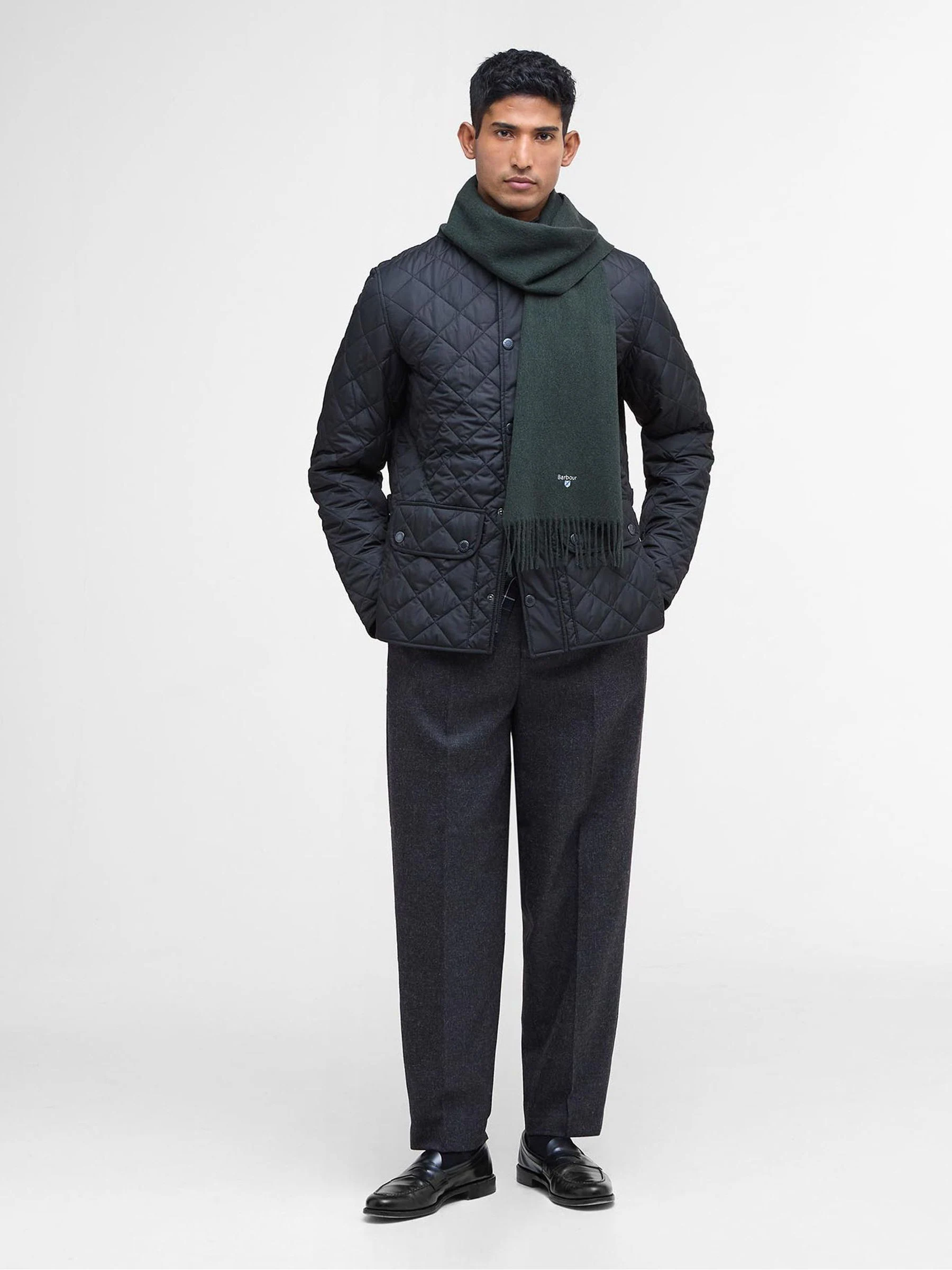 Groen - Barbour® effen lamswollen sjaal