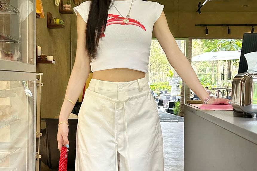 Closette - Hoge taille effen wijde broek
