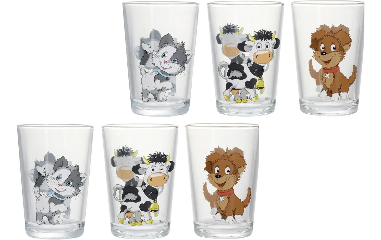Kindertrinkglas Hoftiere 6 StückTrinkgläser für Kinder
