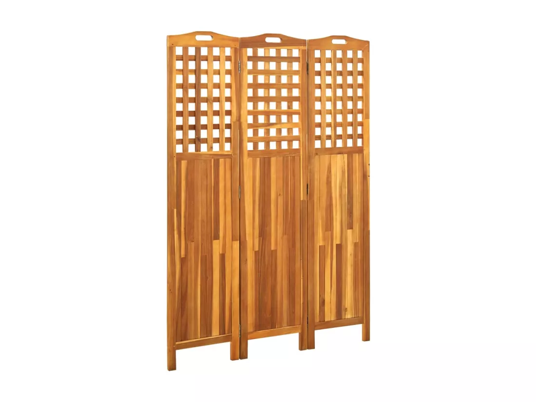 Cloison de séparation 3 panneaux 121x2x170 cm Bois d'acacia