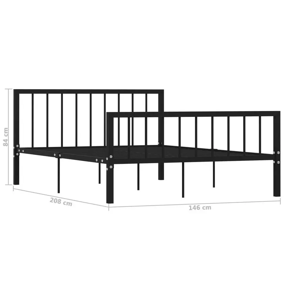 vidaXL - Bed frame met hoofd- en voeteneinde - Zwart - Metaal - 140x200 cm