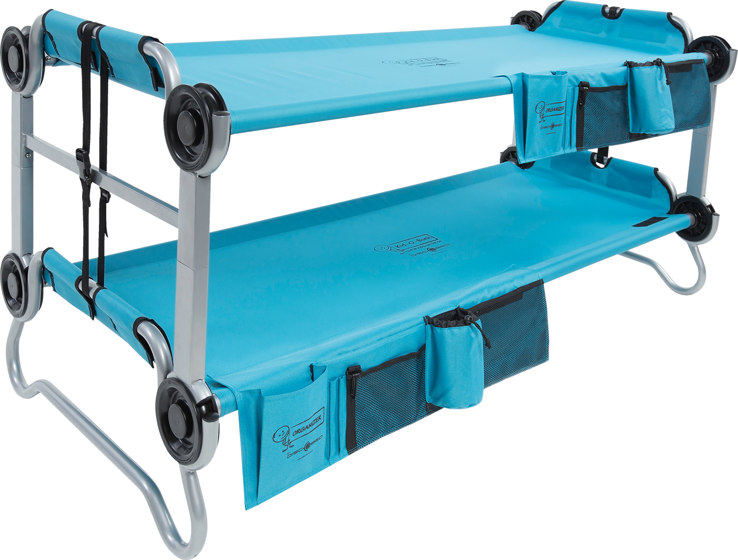 Disc-O-Bed Kid-O-Bunk Kinder Camping Stockbett inkl. Seitentaschen blau / silber