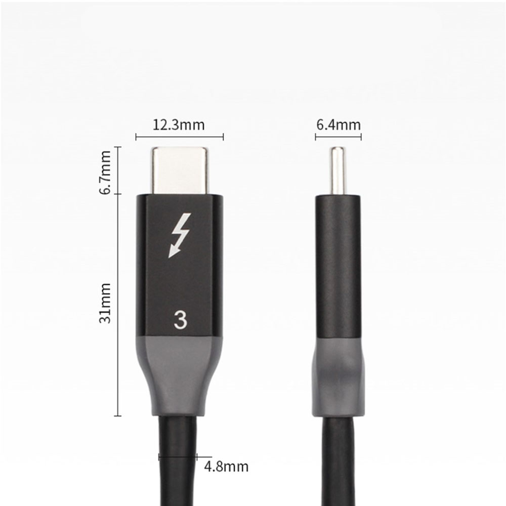 (1.2m) 100W USB C auf USB C Ladekabel Thunderbolt 3 Datenkabel 4K Monitor-Verbindungskabel 40 Gbit/s - Schwarz
