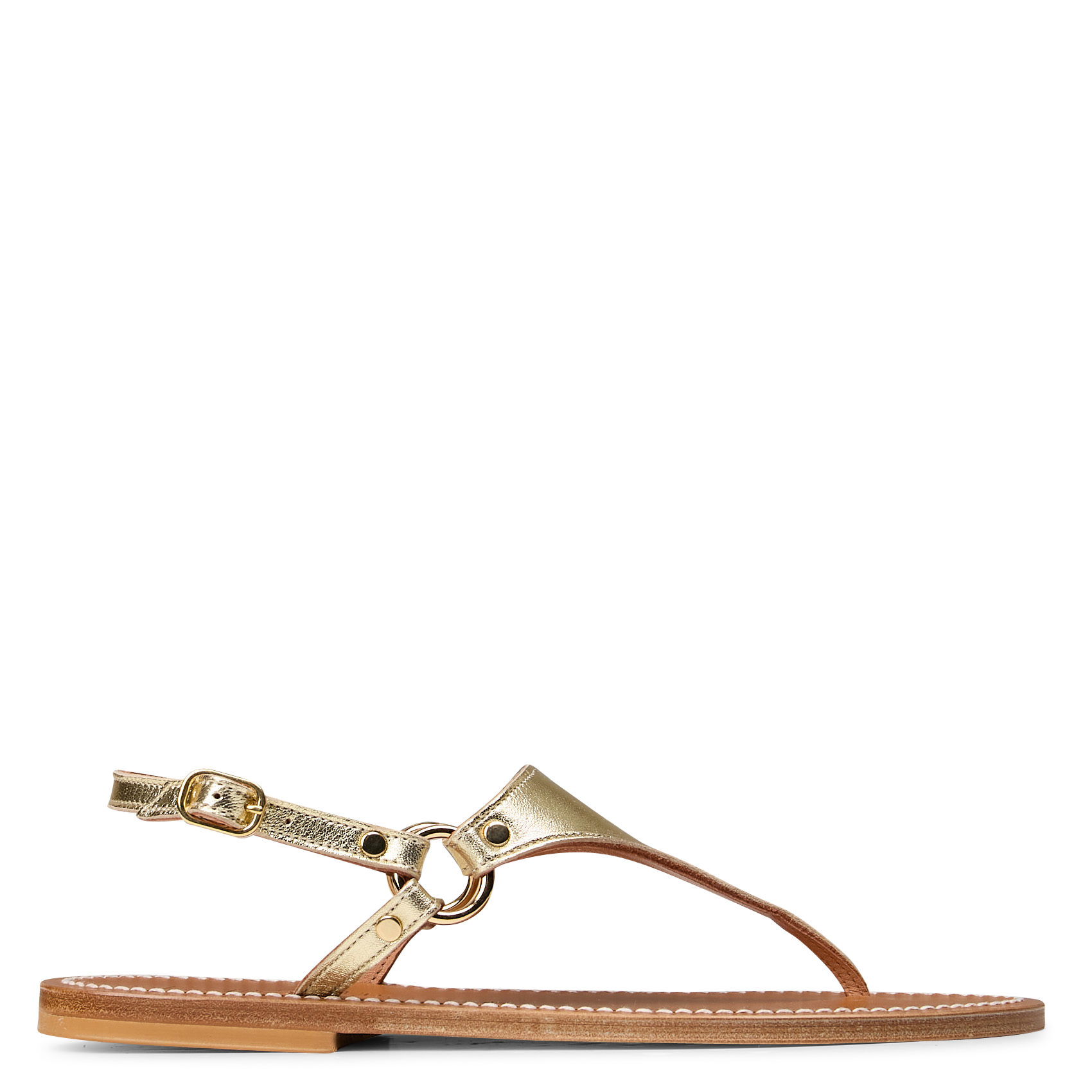 DIONYSOS - Sandales plates en cuir| Doré