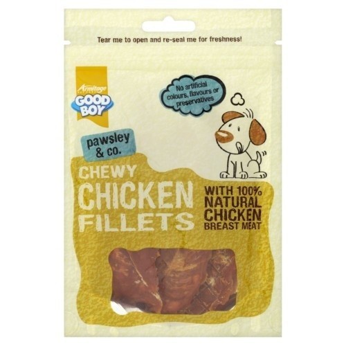 Petisco de filé de frango para cães, sabor frango.