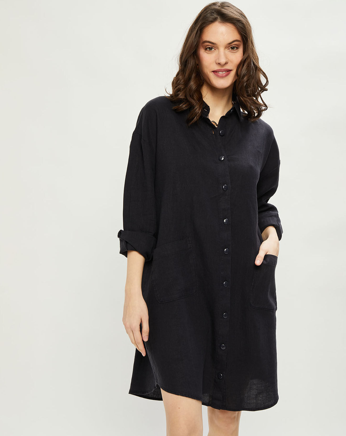 Harris Wilson Robe 100% Lin Caroline fumée