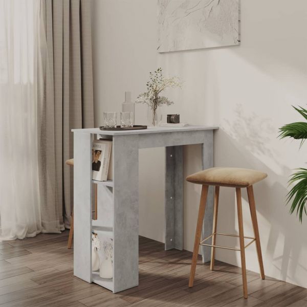 Mesa Bar com Prateleiras Contrapl. 102x50x103,5 cm Cinza-cimento - 809462