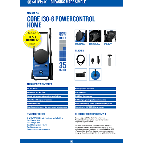 Nilfisk højtryksrenser Core 130-6 Powercontrol Home