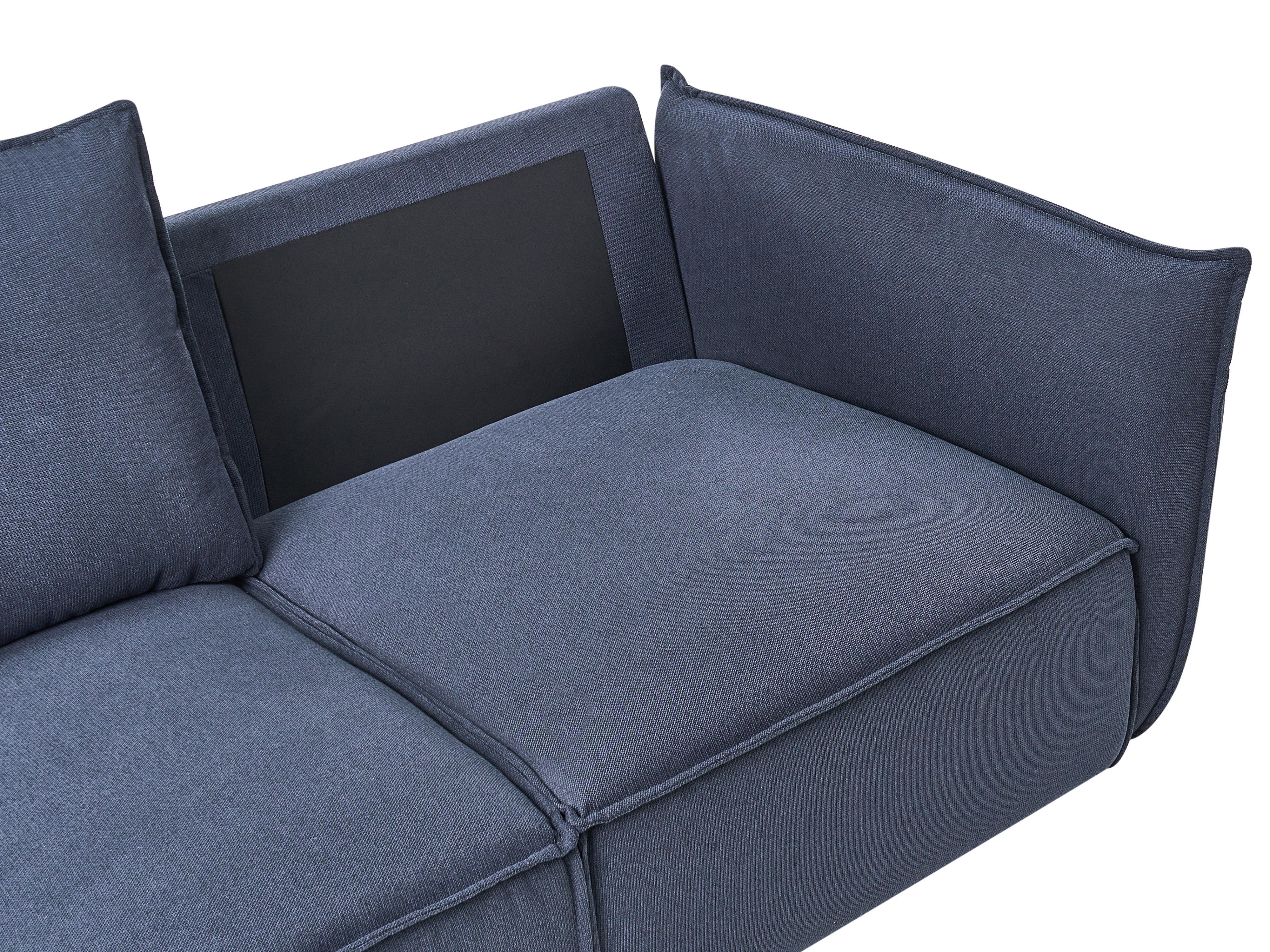 Bank 3-zits KUNES Stof Donkerblauw