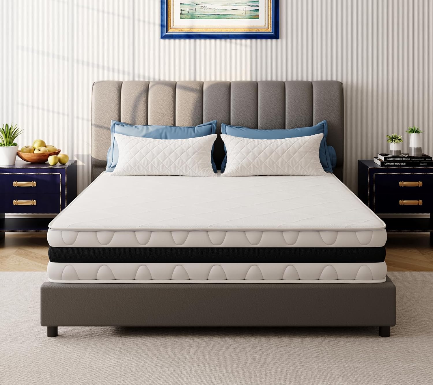 EGO Home Matratze 160x200 cm Härtegrad H3 Taschenfederkernmatratze Höhe 23 cm Ergonomische 7 Zonen Federkernmatratze 160x200cm mit Komfortschaum und Microfaser-Bezug für Erwachsene