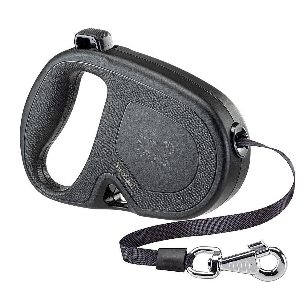 Laisse rétractable pour grands chiens flippy one tape l, sangle extensible 5 m, max 50 kg, noir
