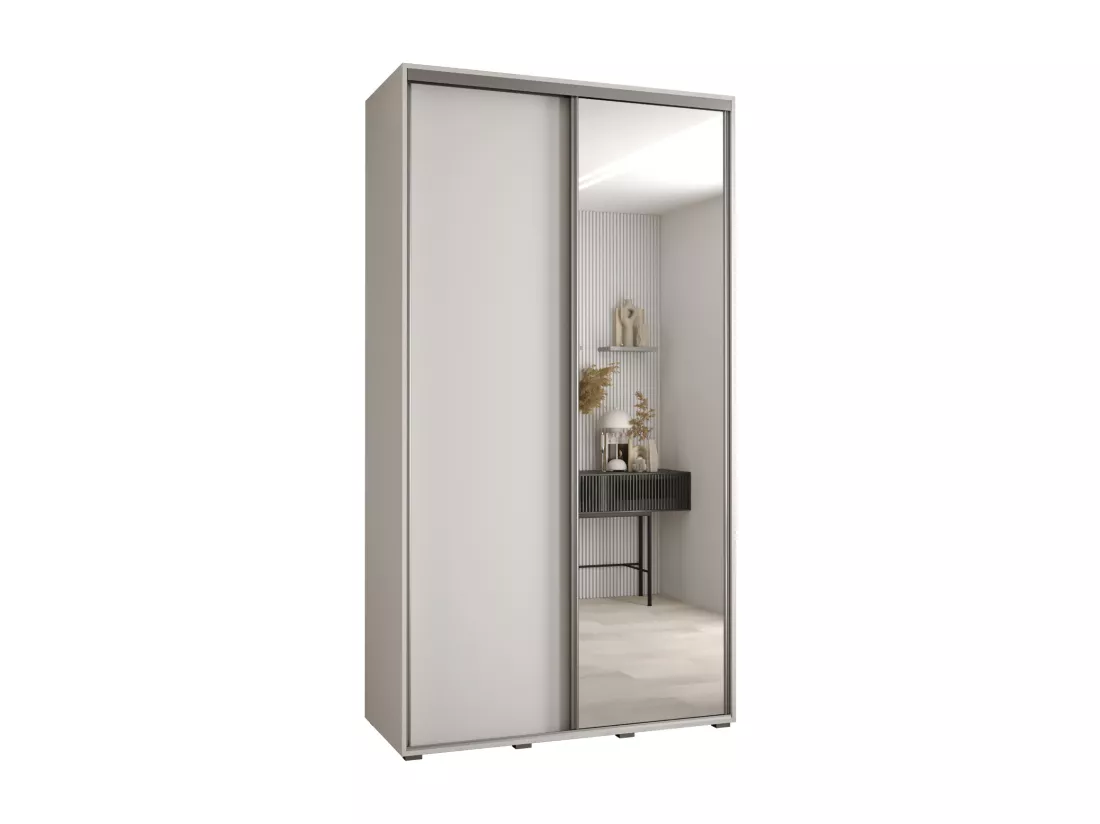 ARMOIRE DAVOS 3 À PORTES COULISSANTES 235,2/140/60 2 portes (Blanc/Blanc/Argent)