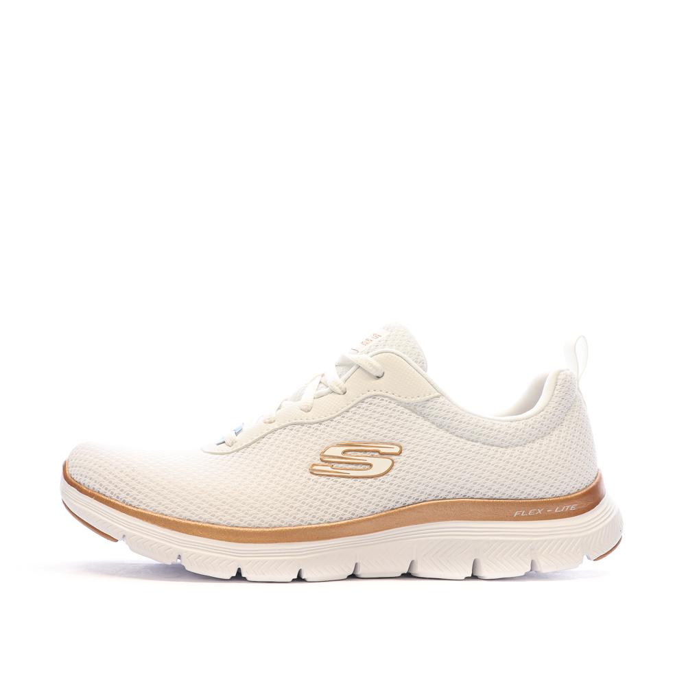 Skechers Chaussures de Sport Blanc/Or-Rose Femme Skechers Flex Appeal