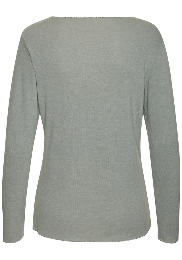 LASCANA Langarmshirt »mit feiner Glitzereinfassung« aus weichem Viskose-Feinstrick