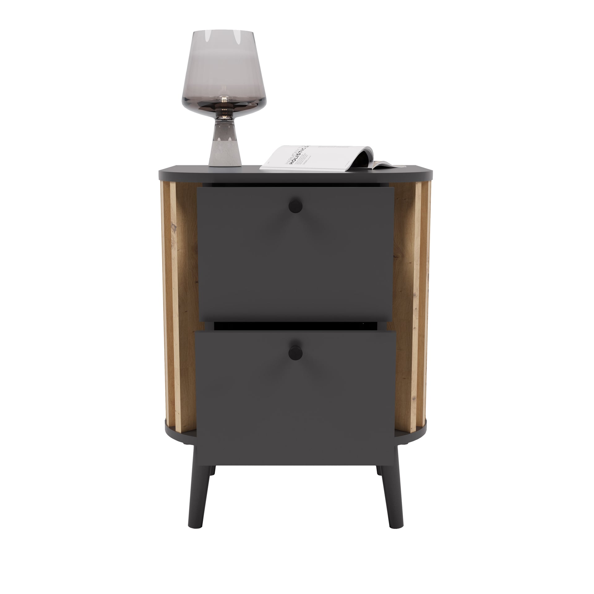 Nachtkommode PURE 45 x 60 cm grau-Dekor/Eiche-Dekor