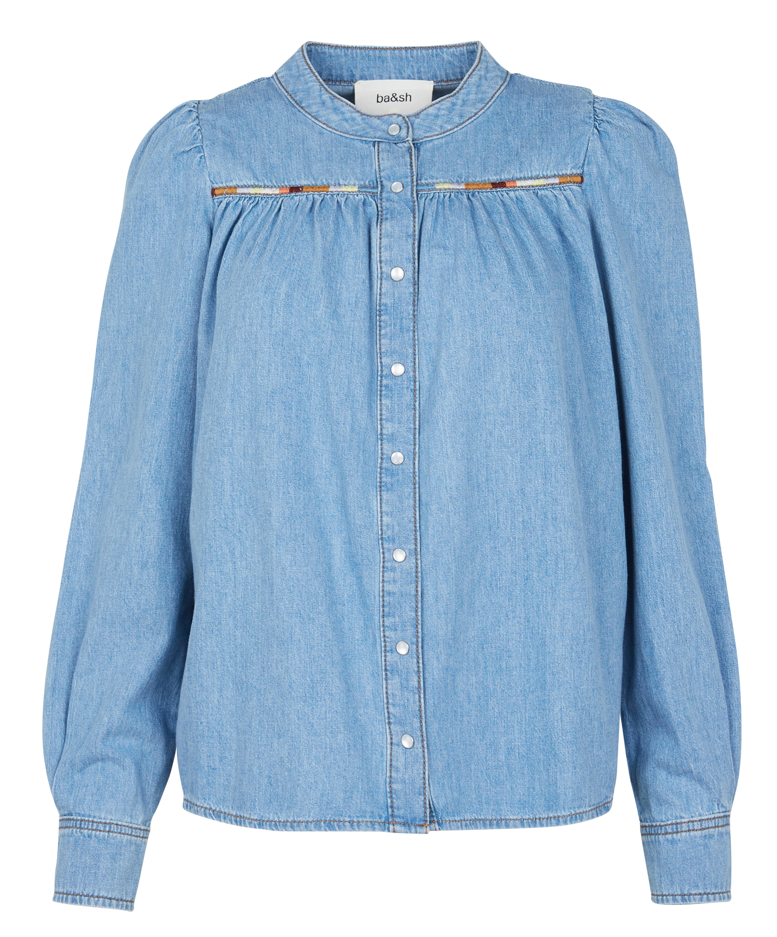 LWILLAC - Chemise en denim ample col mao en coton | Bleu