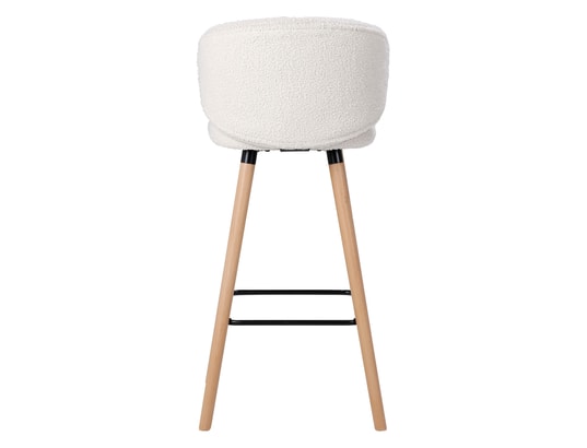 CONCEPT1 - Tabouret de bar Tiago blanc effet laine bouclette (bar)