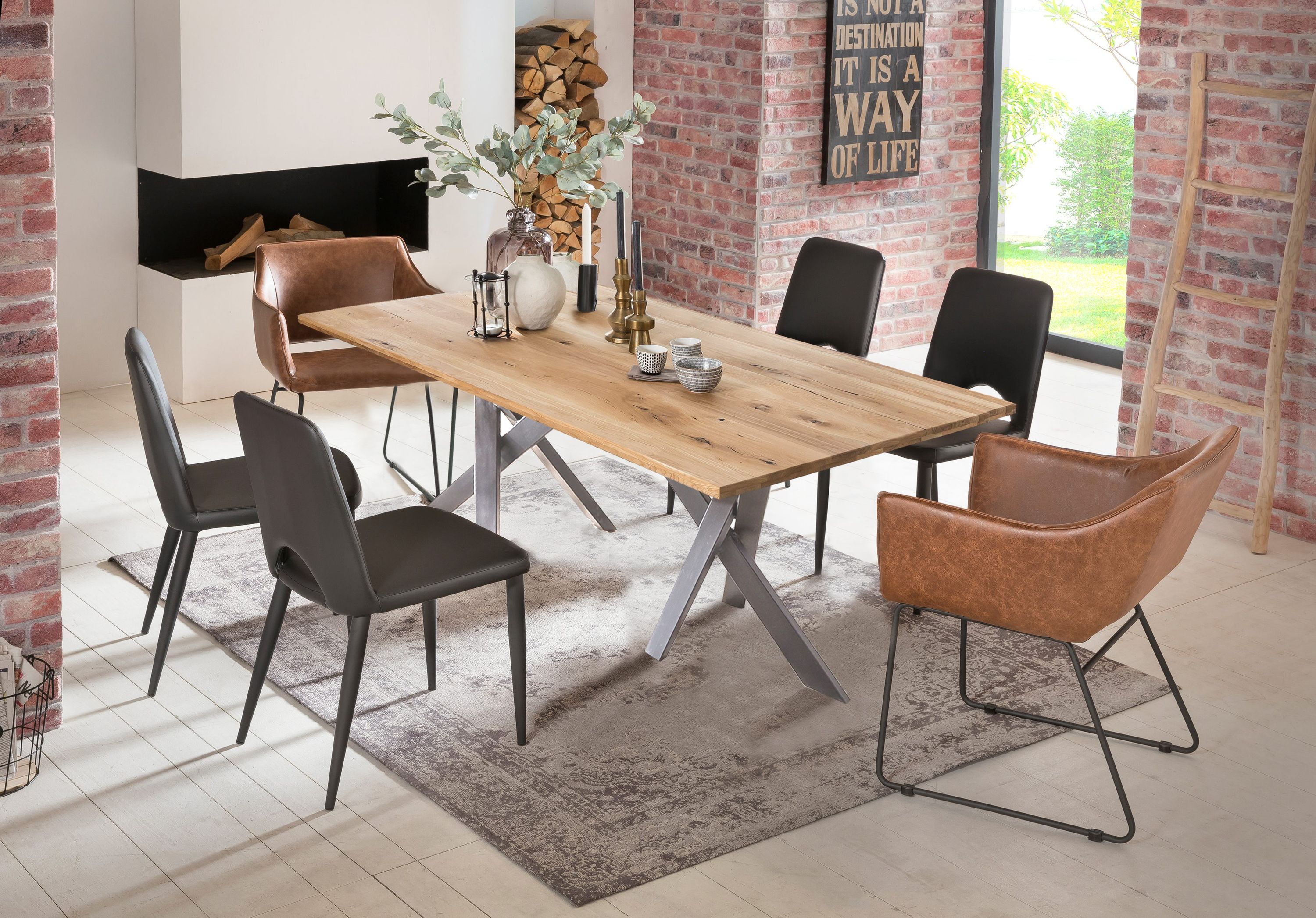 Tisch 200x100 Wildeiche Metall Holztisch Esstisch Küchentisch Speisetisch Küche