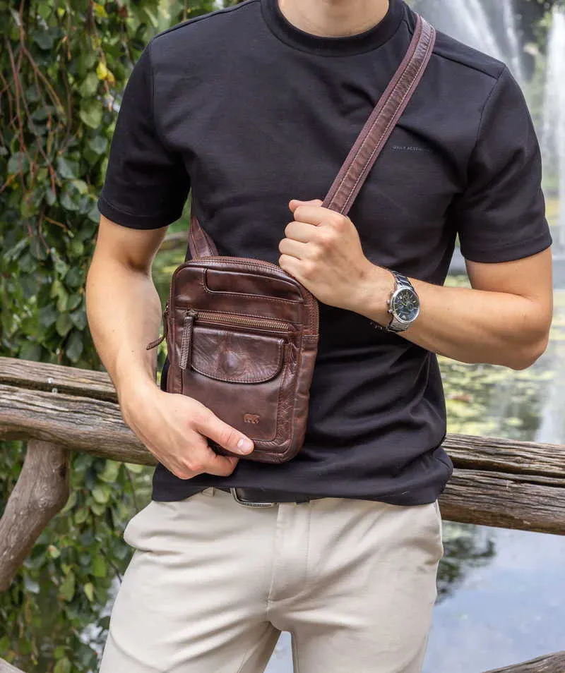 BEAR DESIGN Umhängetasche Braun Leder