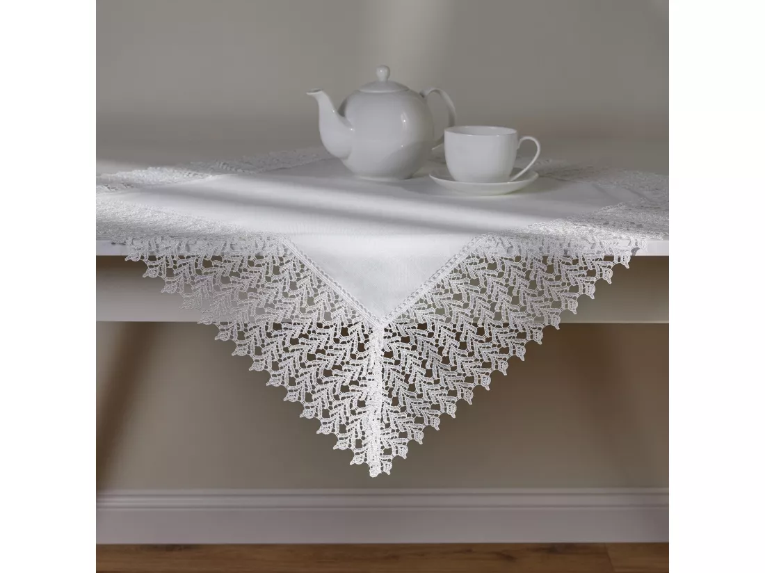 Nappe Décorative Bernadette Blanc Moyen 80x80 Polyester