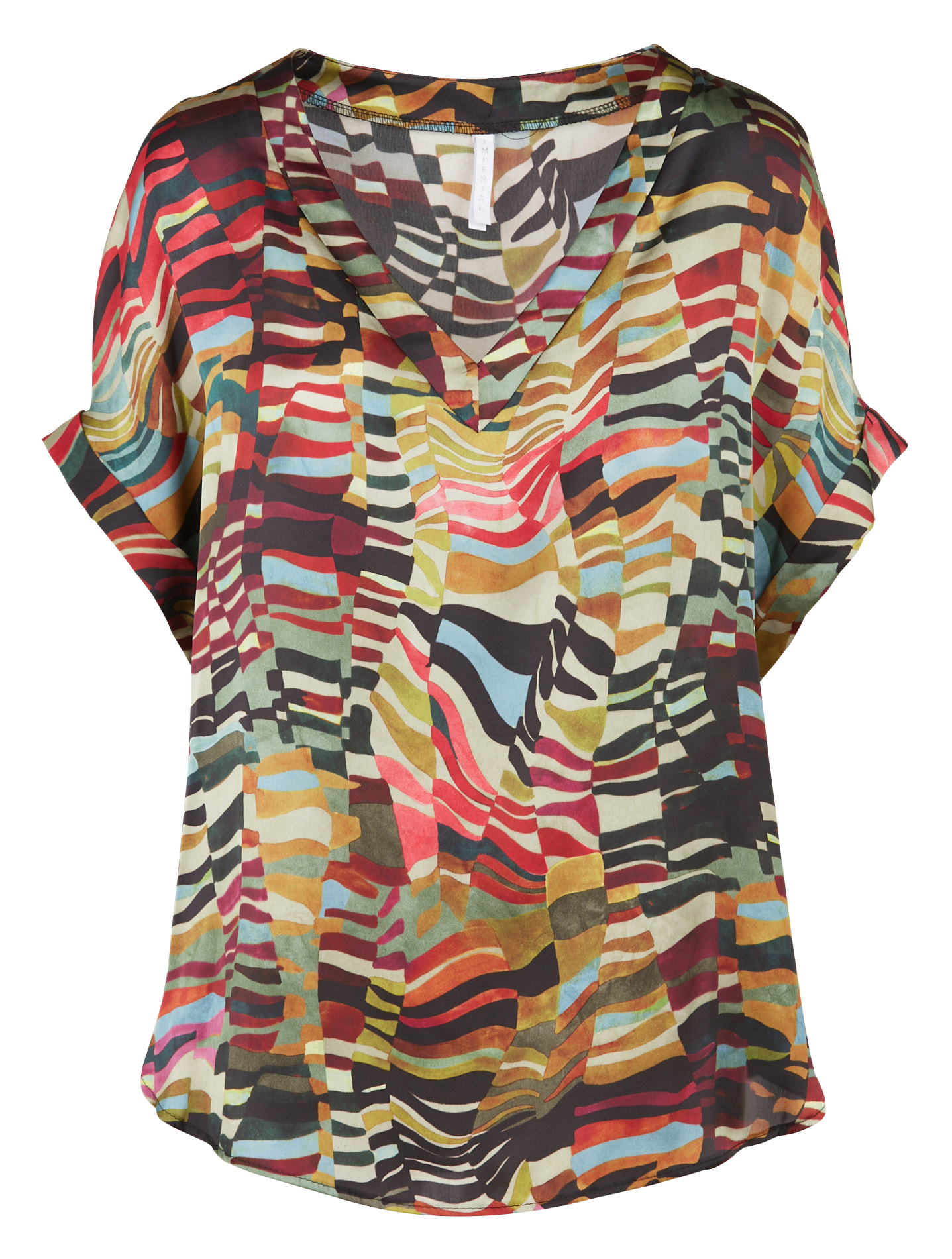 Top col V imprimé | Beige