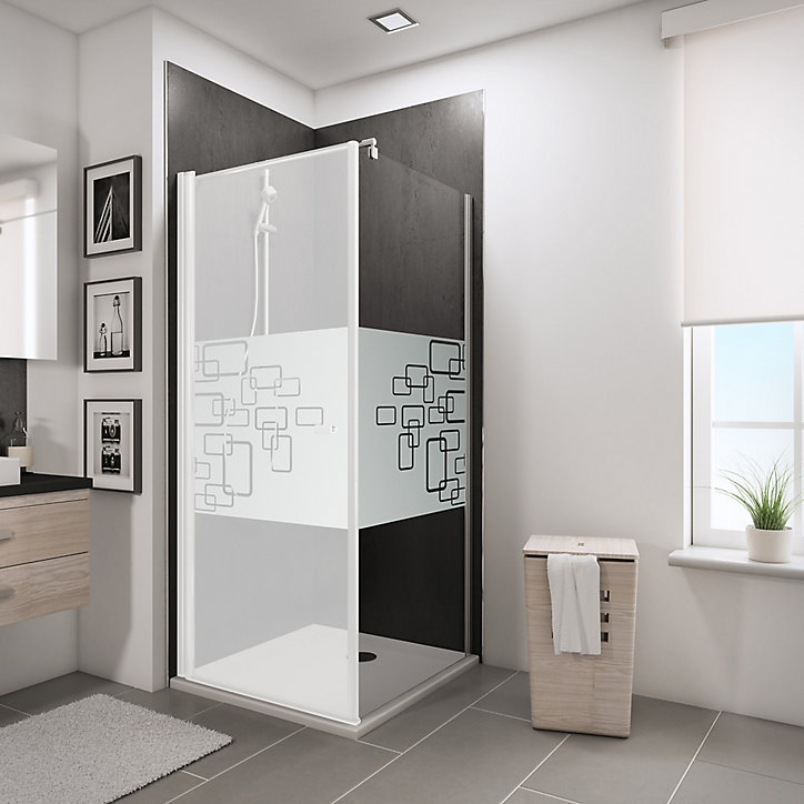Paroi latérale fixe pour porte de douche pivotante 80 cm NewStyle Schulte, verre transparent anticalcaire Softcube