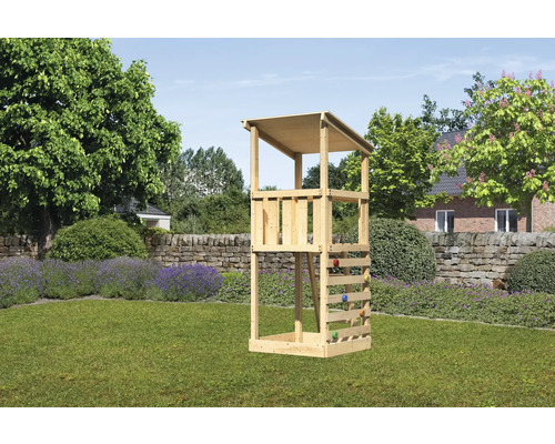 Speeltoren/speelhuis Karibu Anna, 107 x 107 cm, hout, bestaande uit een klimwand