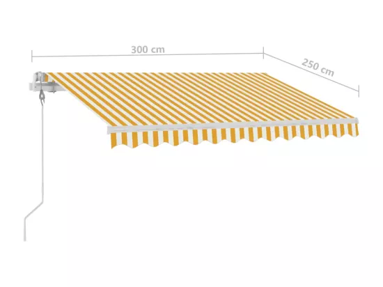 Auvent automatique capteur de vent et LED 300x250cm Jaune/blanc