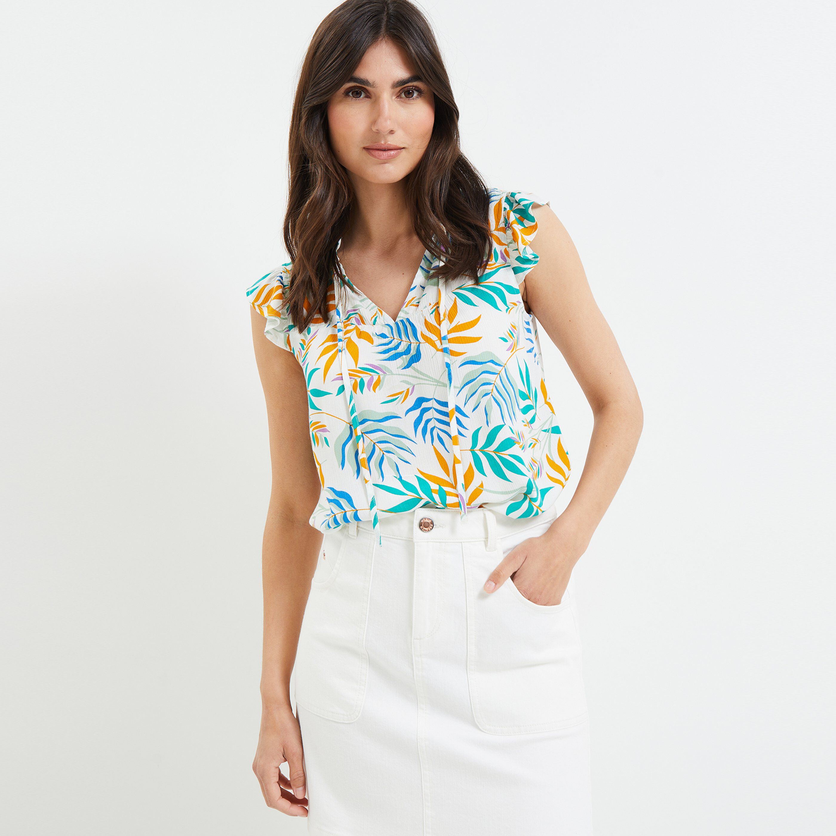 Blouse imprimée femme - ECRU