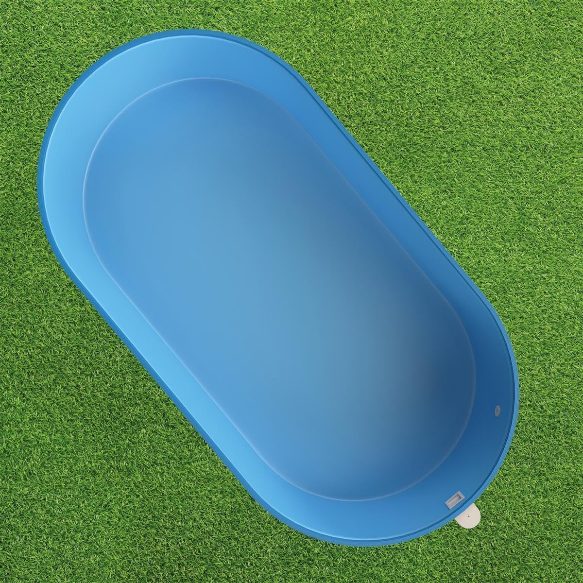 Stahlwand Ovalpool-Set (L x B x T) 5,25 m x 3,20 m x 1,20 m, Pool Made in Europe, mit Edehlstahlleiter für Tiefbecken, SF133 Sandfilteranlage mit 6 m³/h, Einbauskimmer, Filtersand, Poolschlauch