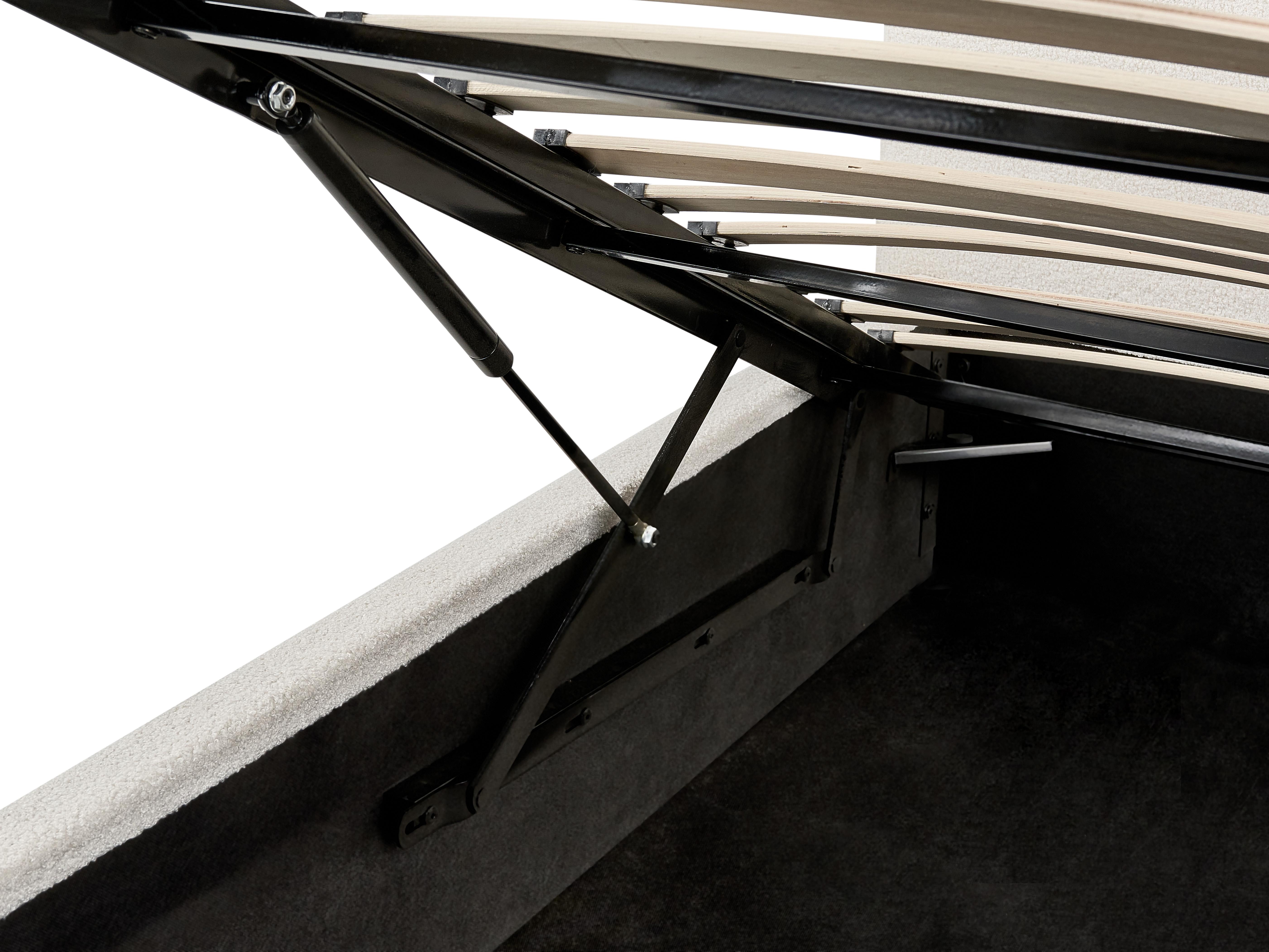 Bed met opbergruimte Bouclé BRENON 180 x 200 cm Gebroken wit