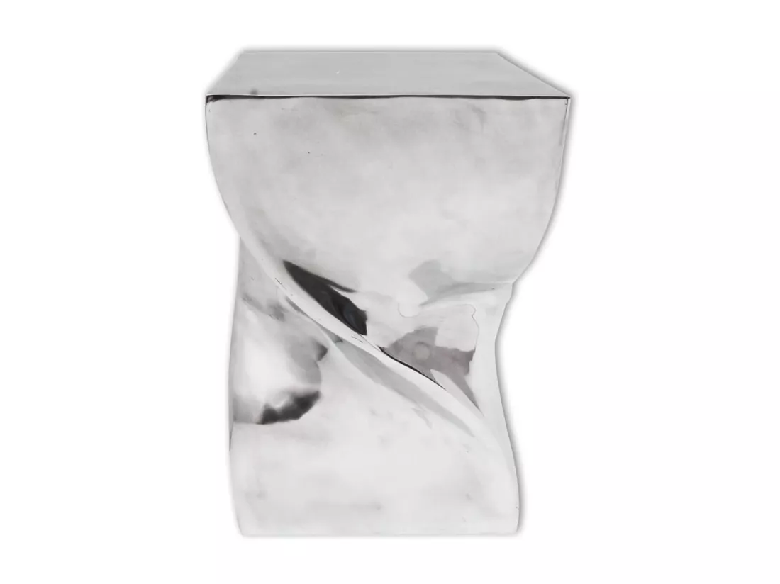 Table auxiliaire / Tabouret Forme torsadée Aluminium Argenté