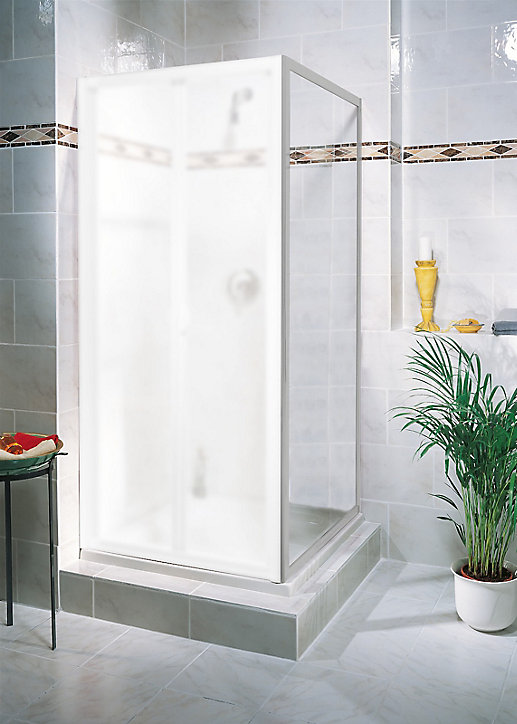 Paroi de douche fixe latérale pour douche Plia l.90 x H.185 cm, profilés alu chrome, Schulte Impériale