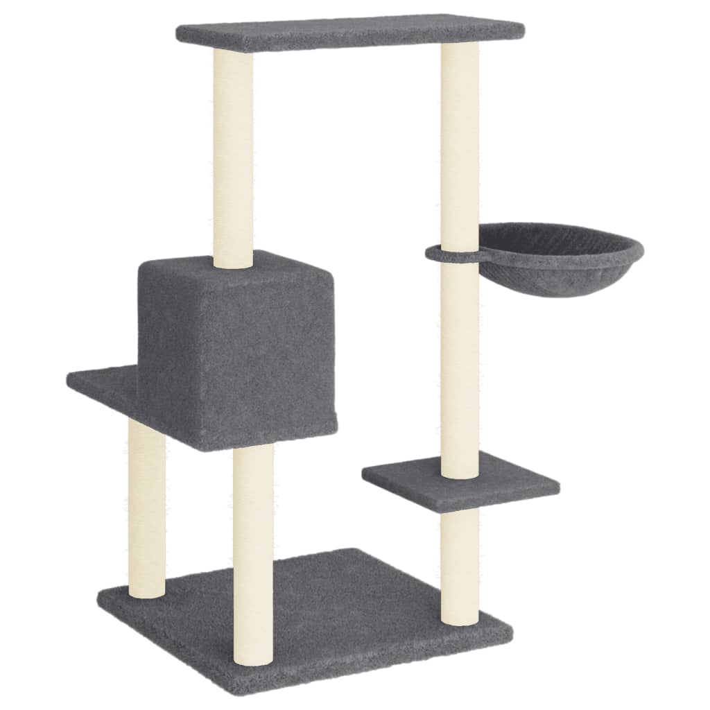 Arranhador para gatos vidaXL com hastes de sisal cinza escuro, 95 cm