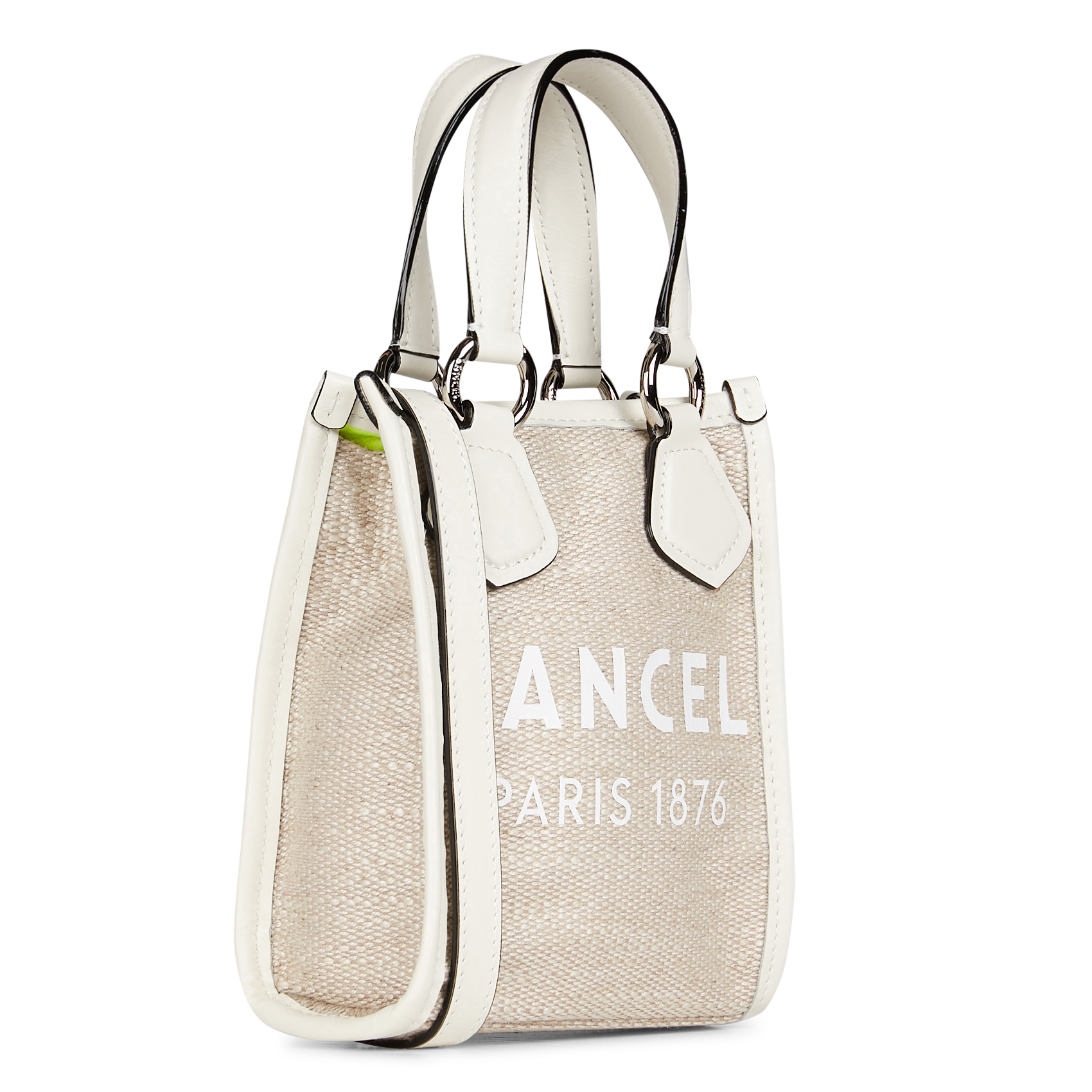 SUMMER - Mini cabas vertical en textile et cuir | Blanc