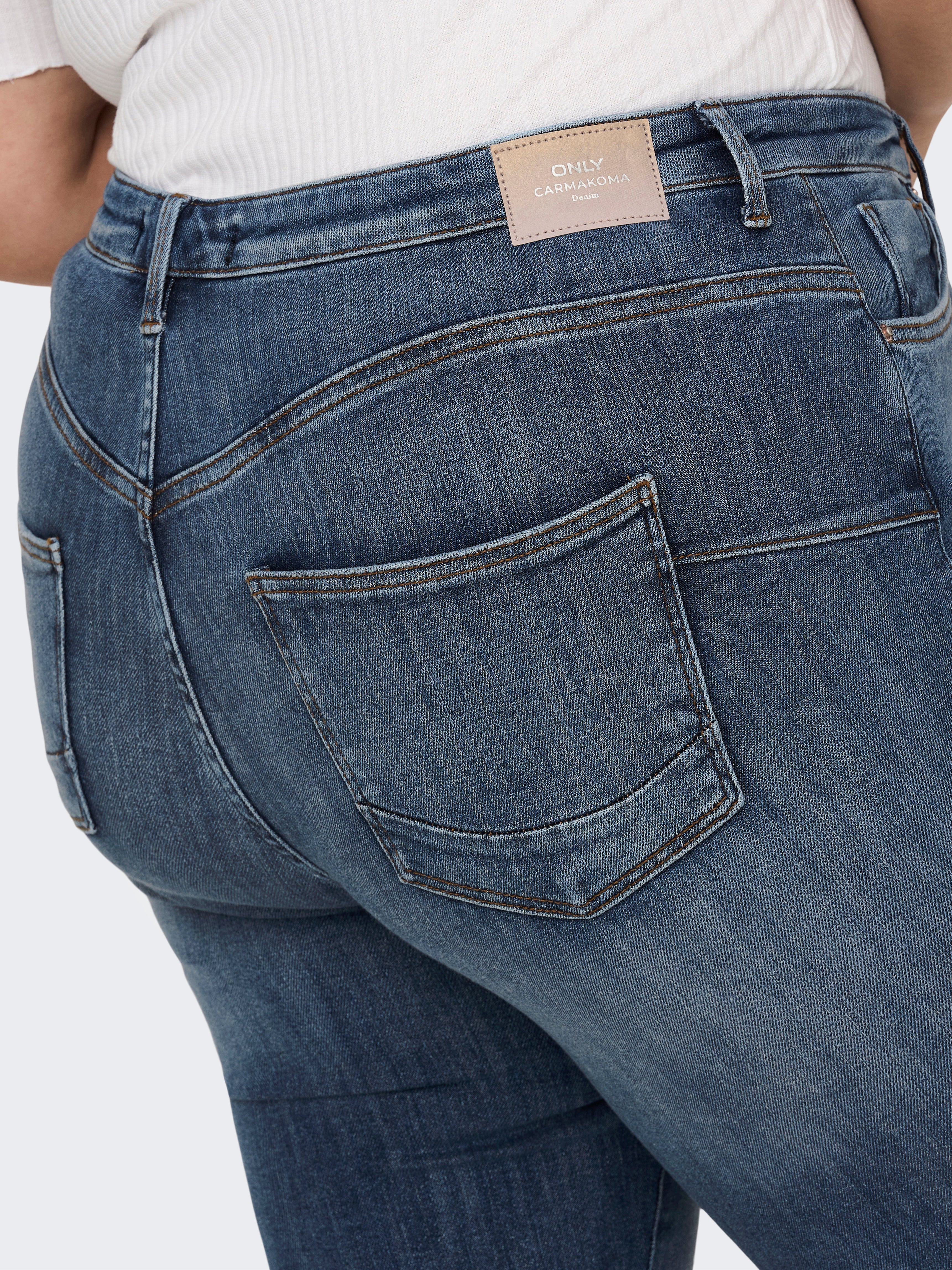 CARPOWER Hohe Taille Skinny Fit Jeans Medium Blue Denim