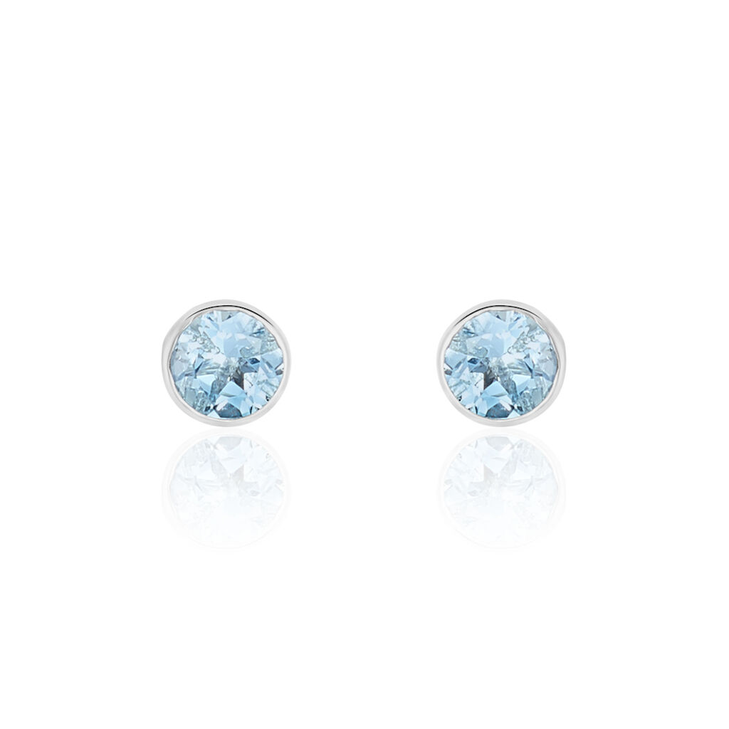 Boucles D'oreilles Puces Edy Serti Clos Or Blanc Topaze