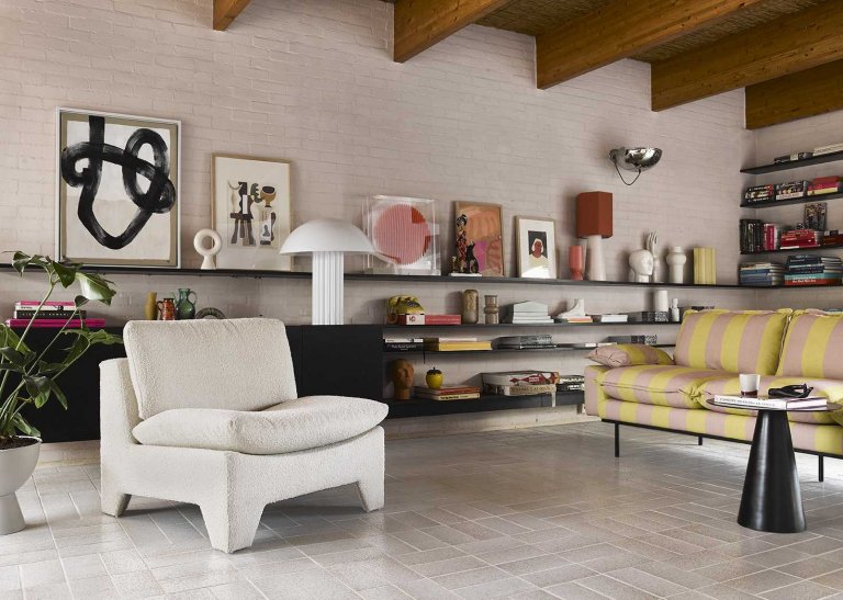 HKliving Retro bank 4-zits beige