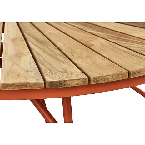 Kerteminde teak havebord Ø150cm, orange stel