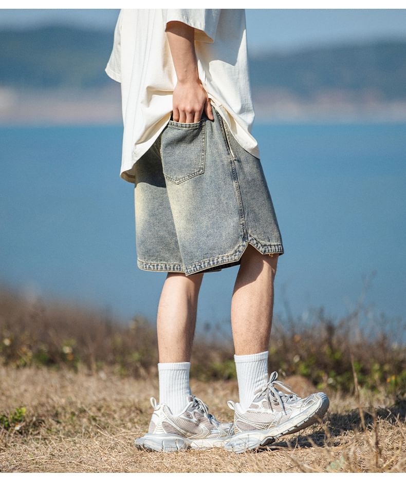 Really Point - Gewassen denim shorts met trekkoord in de taille