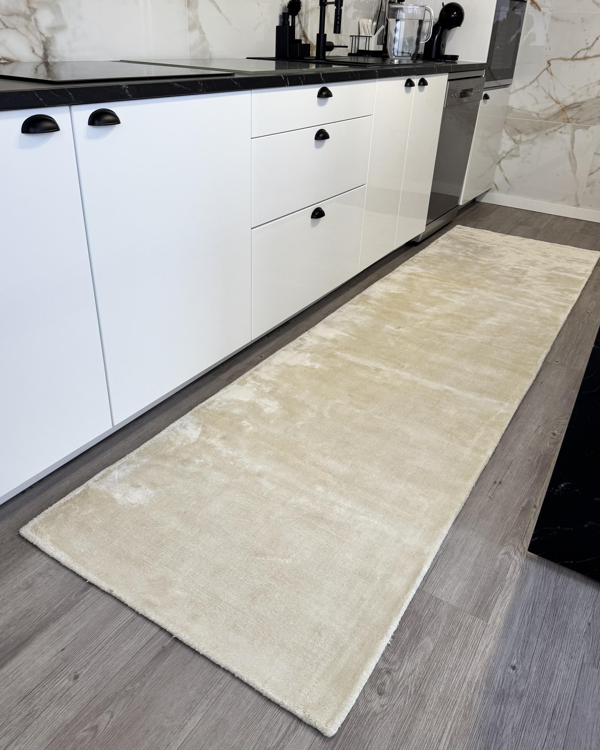 Vloerkleed GESI II Lichtbeige 80 x 300 cm Viscose