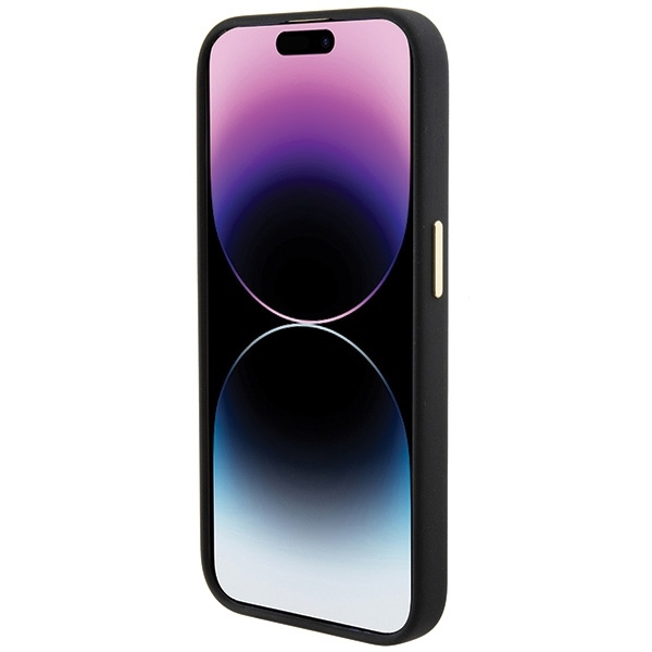 iPhone 15 Pro Hardcase Hülle Strass Metall Logo (GUHCP15LM4DGPK) - Schwarz / Gold