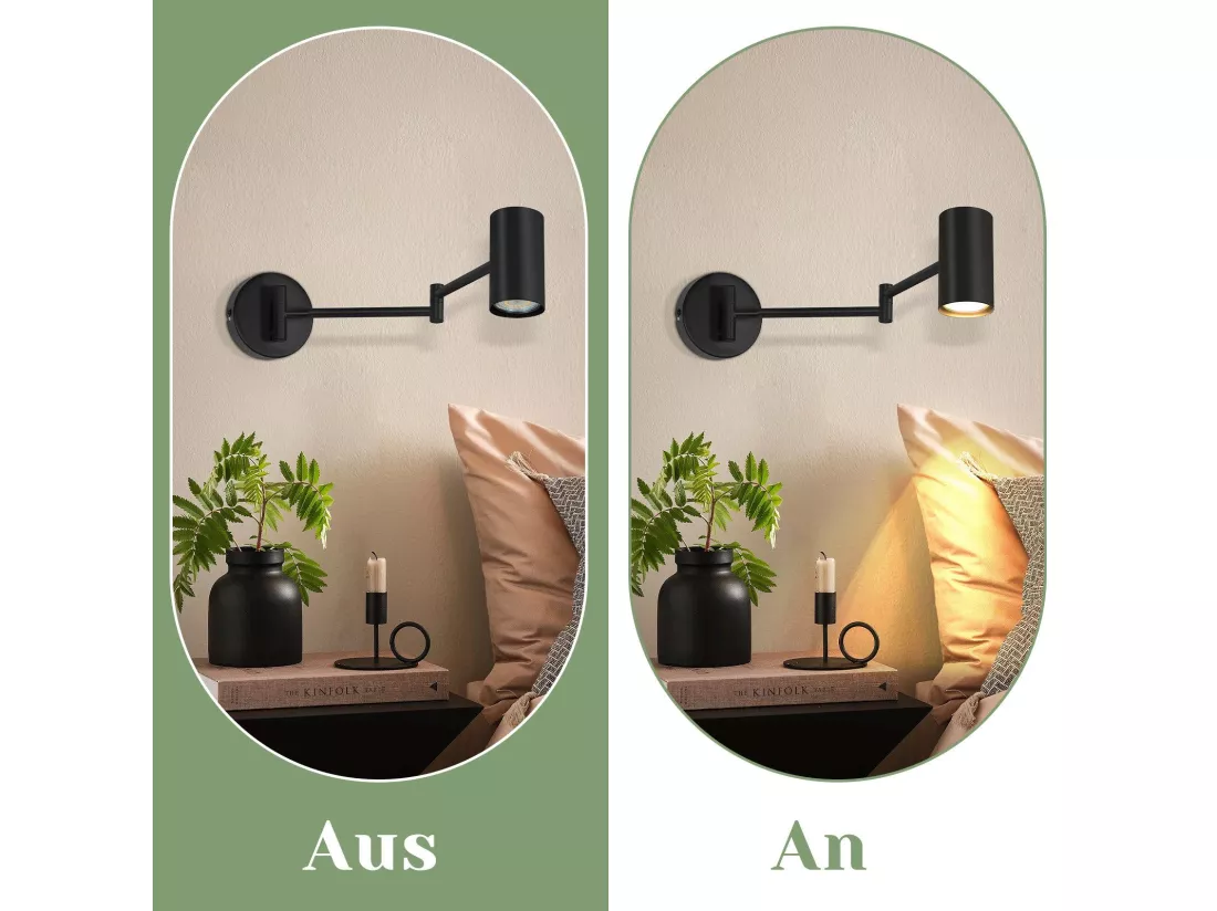 NETTLIFE Applique murale intérieure noire - Applique murale vintage Chambre à coucher GU10 - Sans ampoule