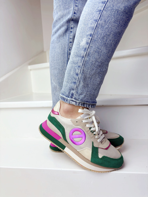 No Name - Sneakers MIA JOGGER Beige/ Emeraude