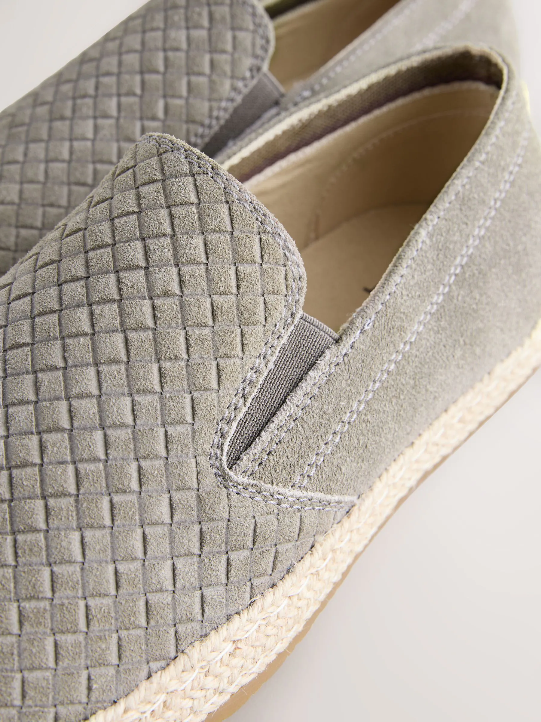 Grijs - Suede Woven Espadrille Shoes